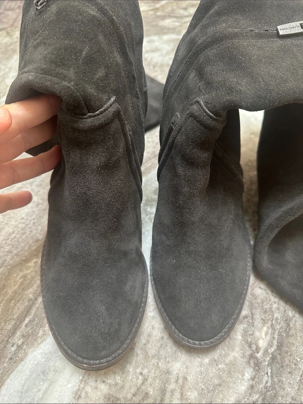 Vince Camuto Melaya Over the Knee Suede Gray Boots Sz 8.5
